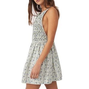 Free People Floral Mini Dress - Cream and Blue